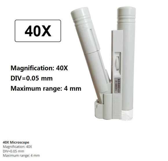 Handheld Magnifier 40X Pocket Microscope LED Lamp Light with Reading Scale