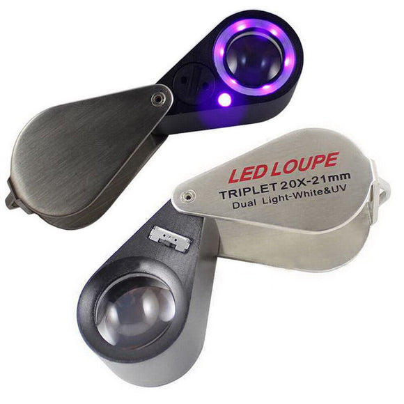 20X Magnification Loupe Triplet Lens Magnifier With 6 LED UV Light