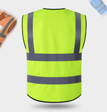 5 Pockets High Visibility Zipper Safety Vest with Reflective Strips