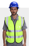 5 Pockets High Visibility Zipper Safety Vest with Reflective Strips